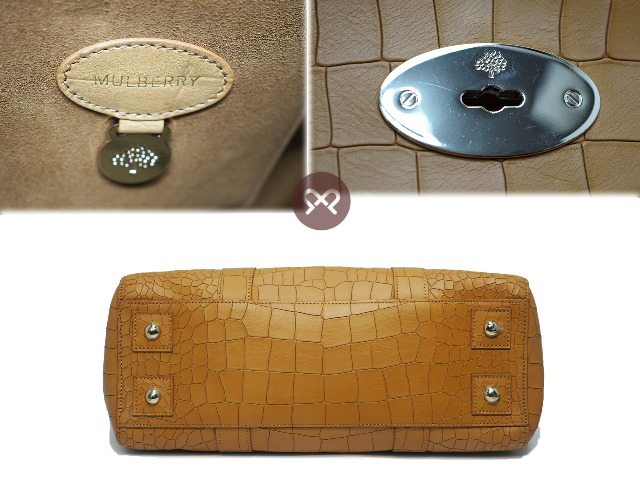 Mulberry Camel Deep Embossed Croco Leather Flip Lock Tote Bayswater Runway Bag - Image 4