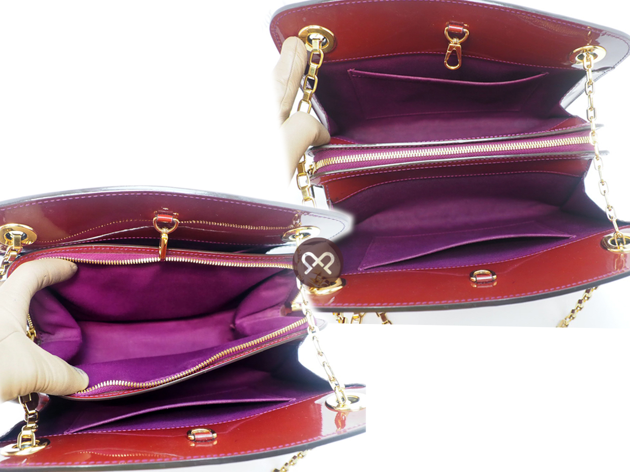 Louis Vuitton M90109 Monogram Vernis Leather Amethyst Viriginia MM 3C Chain Tote/ Shoulder Bag - Image 8