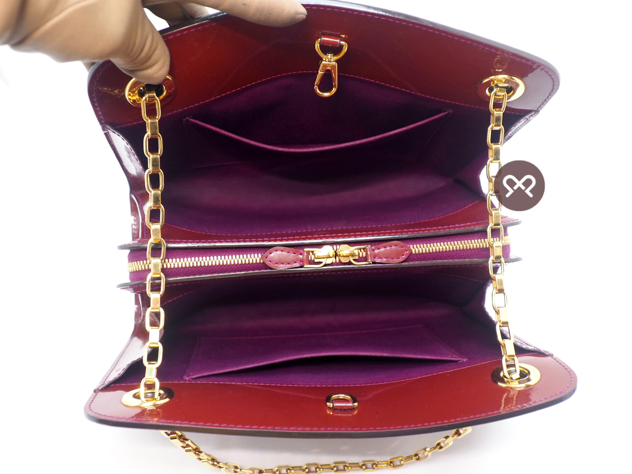 Louis Vuitton M90109 Monogram Vernis Leather Amethyst Viriginia MM 3C Chain Tote/ Shoulder Bag - Image 7