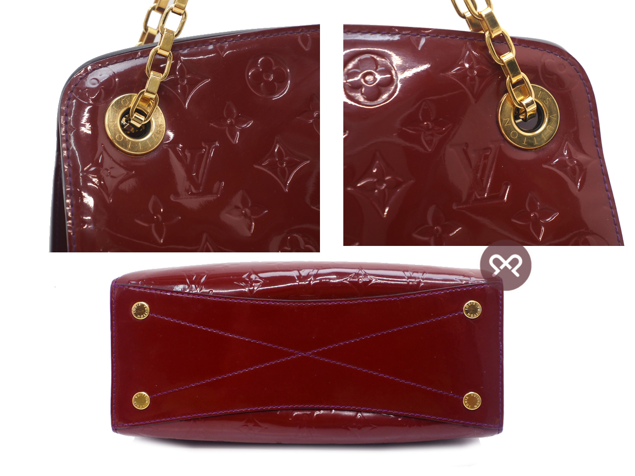 Louis Vuitton M90109 Monogram Vernis Leather Amethyst Viriginia MM 3C Chain Tote/ Shoulder Bag - Image 4