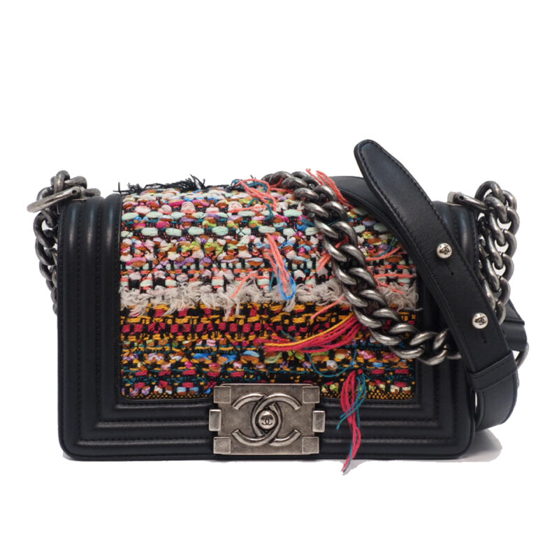 Chanel 20494189 Black /Tweed Small Le Boy Bag Ruthenium Hardware