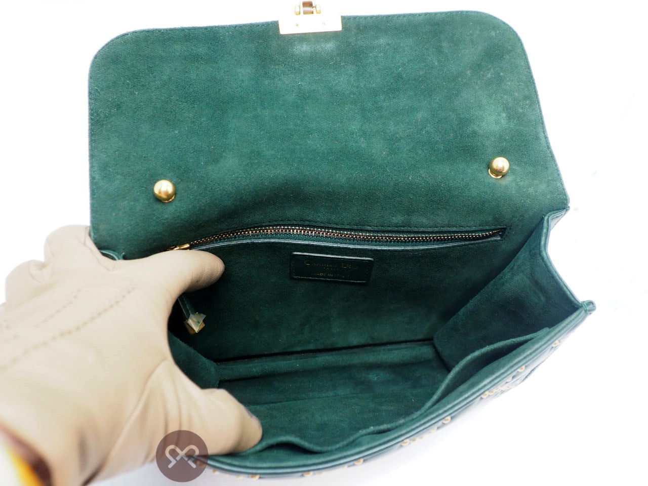Dior Khaki Green Cannage Lambskin Leather Studded Dioraddict Flap Shoulder/ Crossbody bag - Image 12