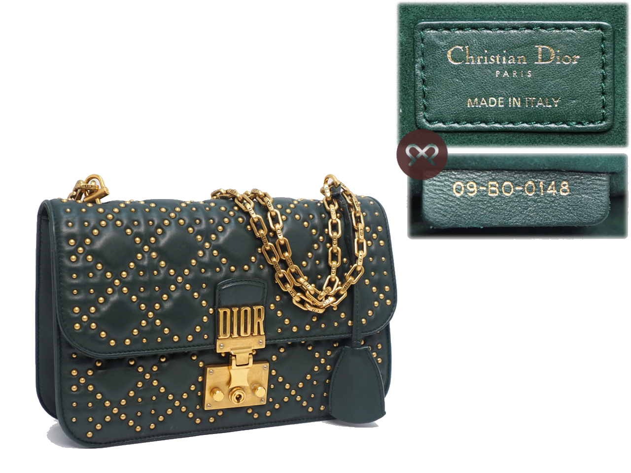 Dior Khaki Green Cannage Lambskin Leather Studded Dioraddict Flap Shoulder/ Crossbody bag - Image 2