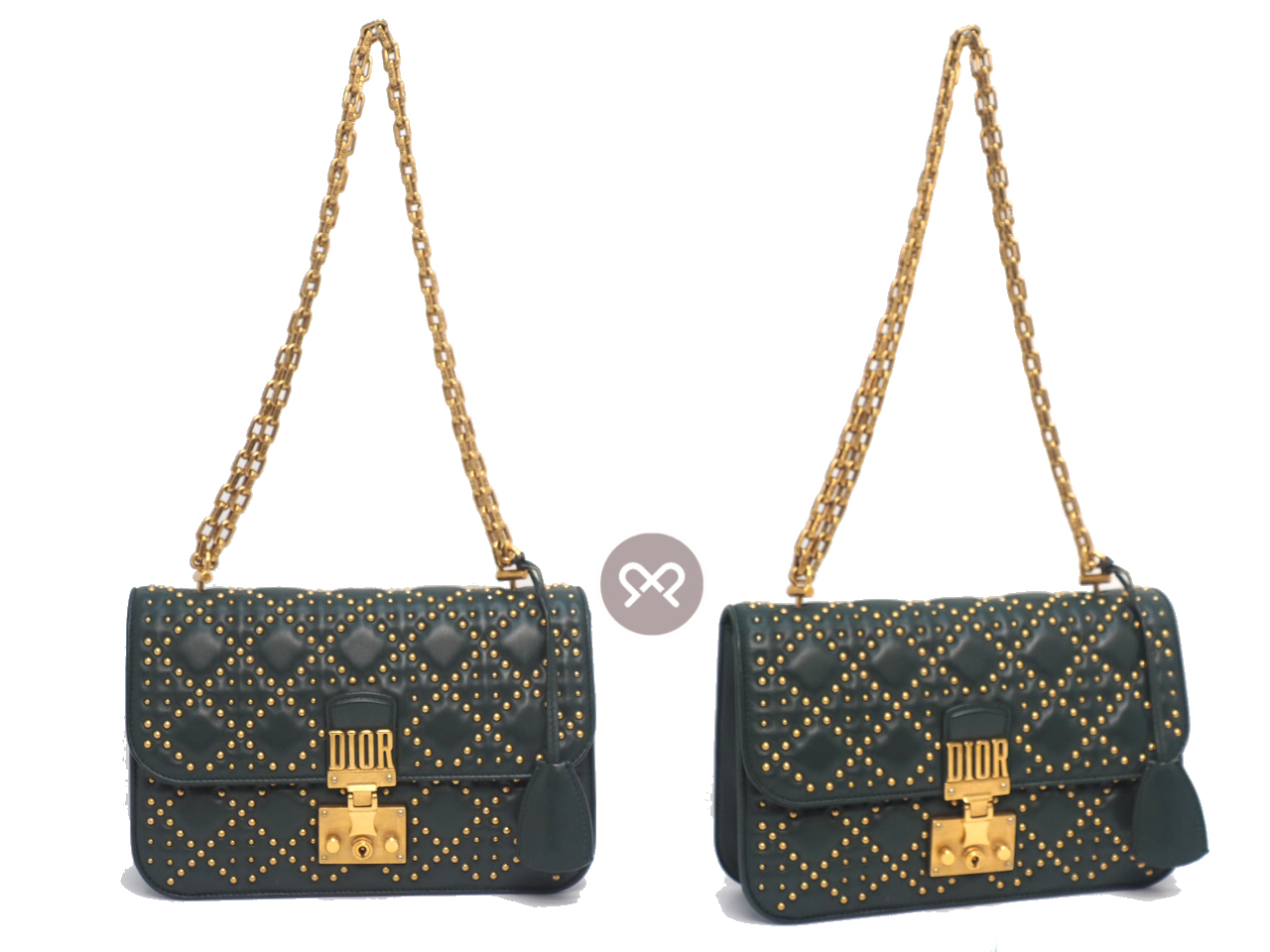 Dior Khaki Green Cannage Lambskin Leather Studded Dioraddict Flap Shoulder/ Crossbody bag - Image 5
