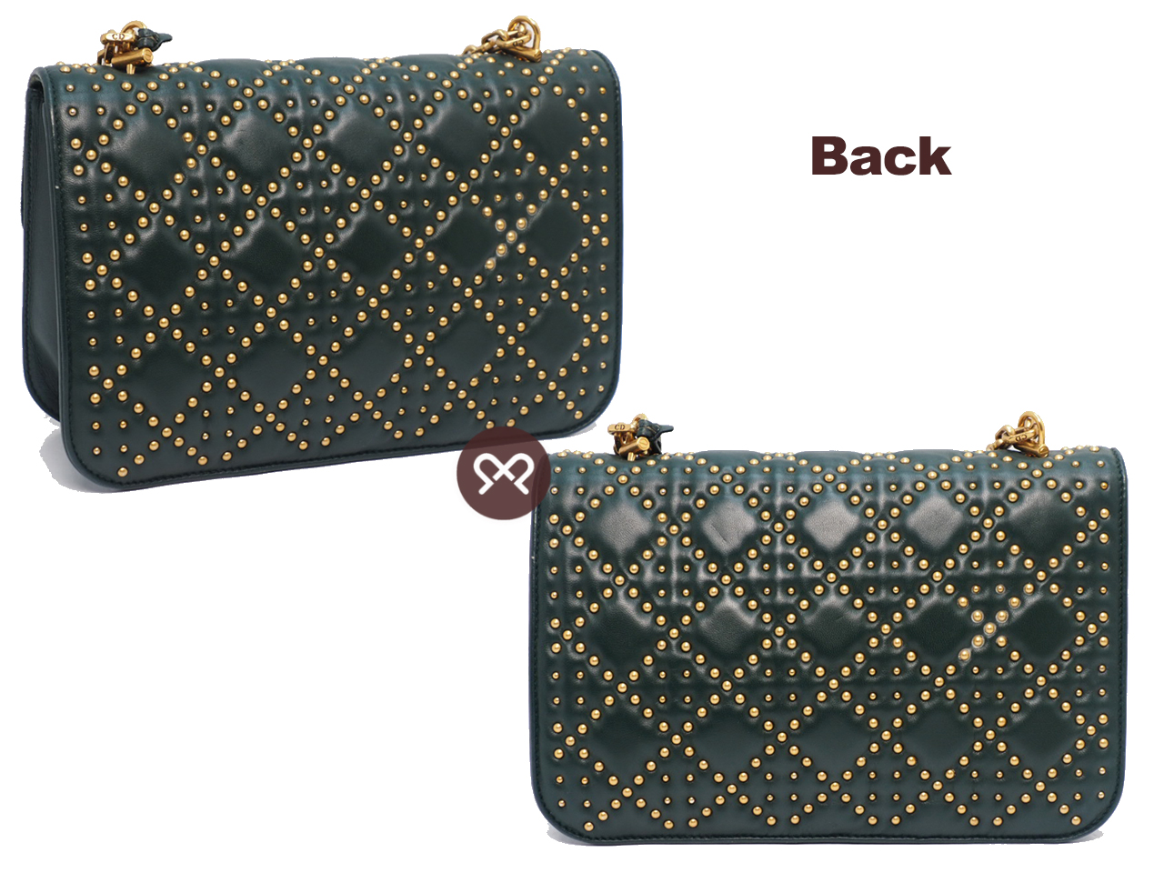 Dior Khaki Green Cannage Lambskin Leather Studded Dioraddict Flap Shoulder/ Crossbody bag - Image 3
