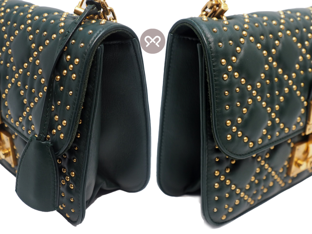 Dior Khaki Green Cannage Lambskin Leather Studded Dioraddict Flap Shoulder/ Crossbody bag - Image 4