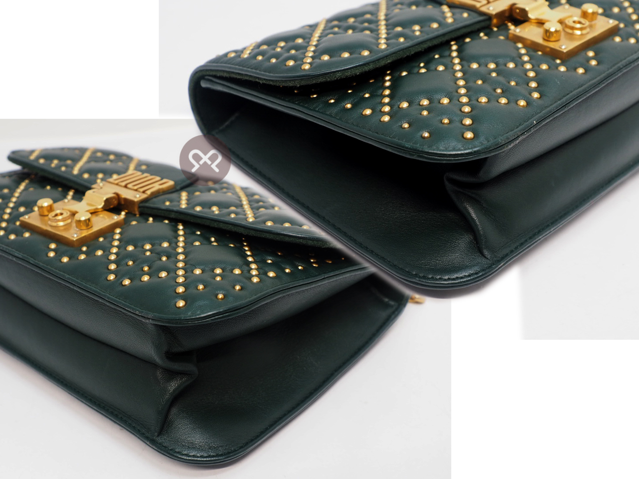 Dior Khaki Green Cannage Lambskin Leather Studded Dioraddict Flap Shoulder/ Crossbody bag - Image 11