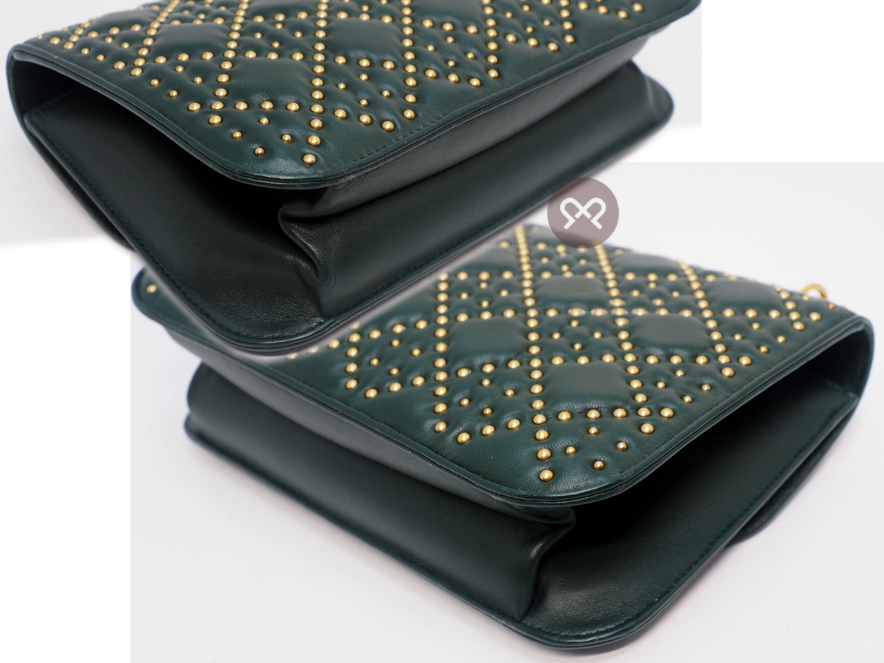 Dior Khaki Green Cannage Lambskin Leather Studded Dioraddict Flap Shoulder/ Crossbody bag - Image 10