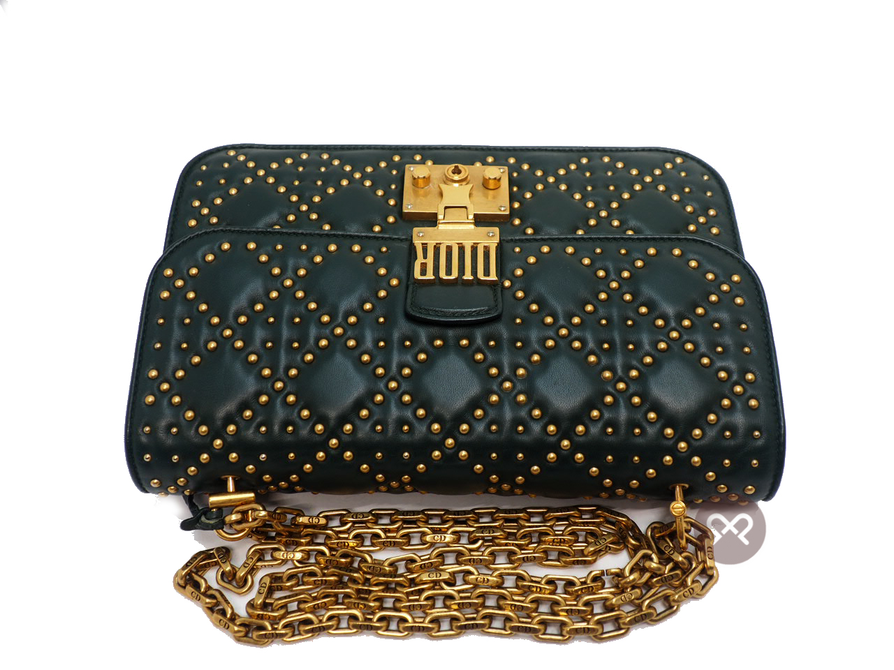 Dior Khaki Green Cannage Lambskin Leather Studded Dioraddict Flap Shoulder/ Crossbody bag - Image 7