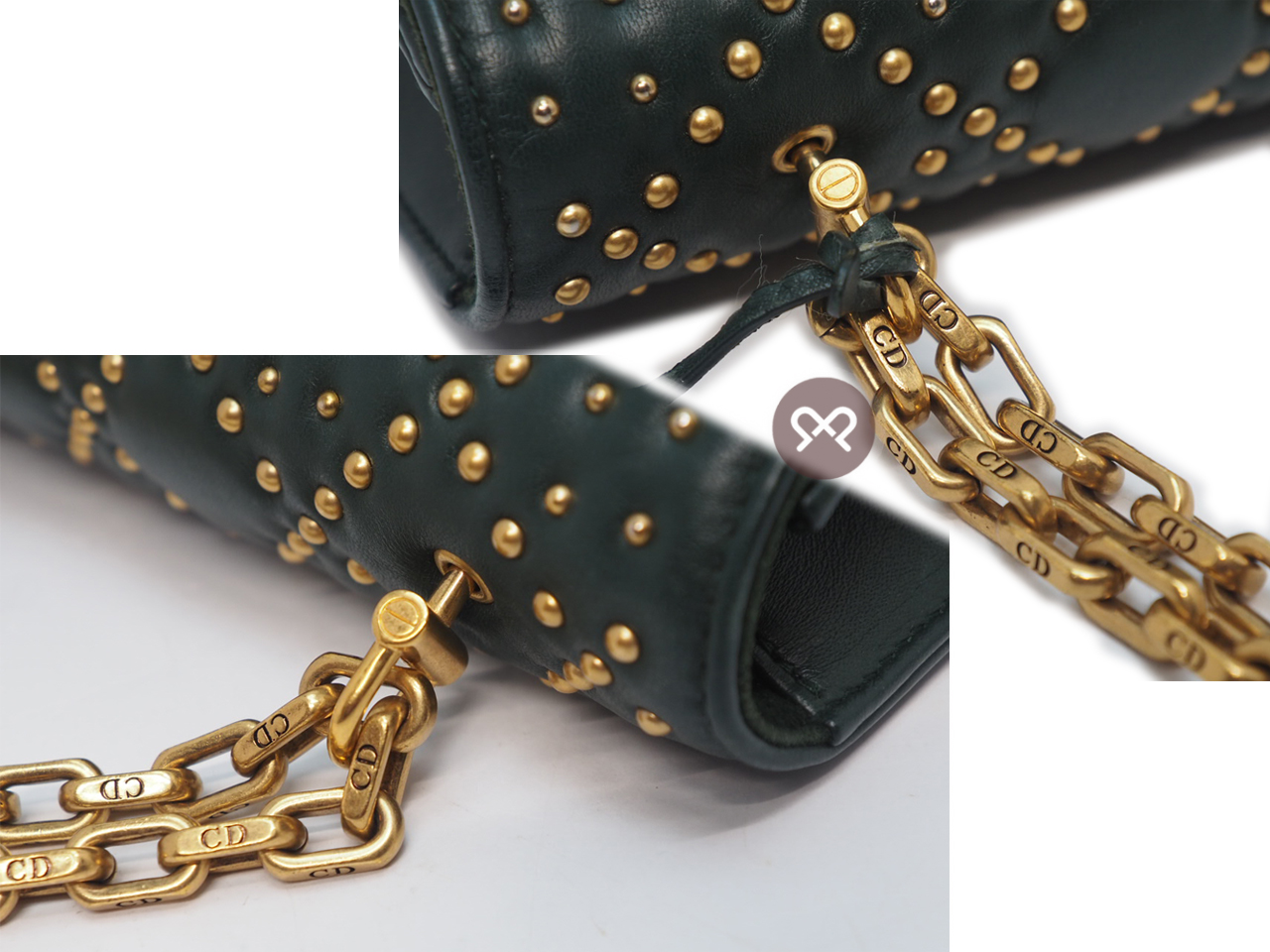 Dior Khaki Green Cannage Lambskin Leather Studded Dioraddict Flap Shoulder/ Crossbody bag - Image 9