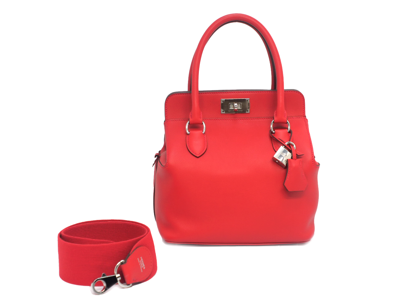Hermes Toolbox 20cm Red Swift Leather with Palladium Hardware X Stamp