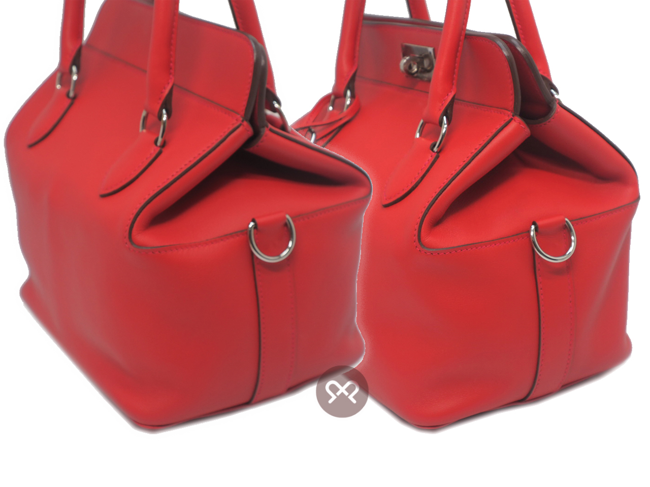 Hermes Toolbox 20cm Red Swift Leather with Palladium Hardware X Stamp - Image 4