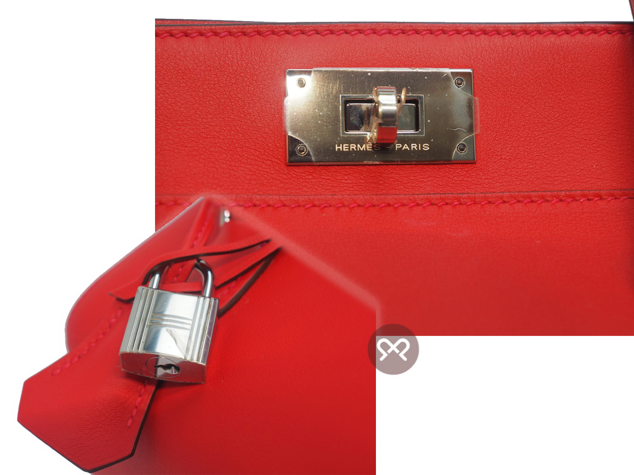 Hermes Toolbox 20cm Red Swift Leather with Palladium Hardware X Stamp - Image 5