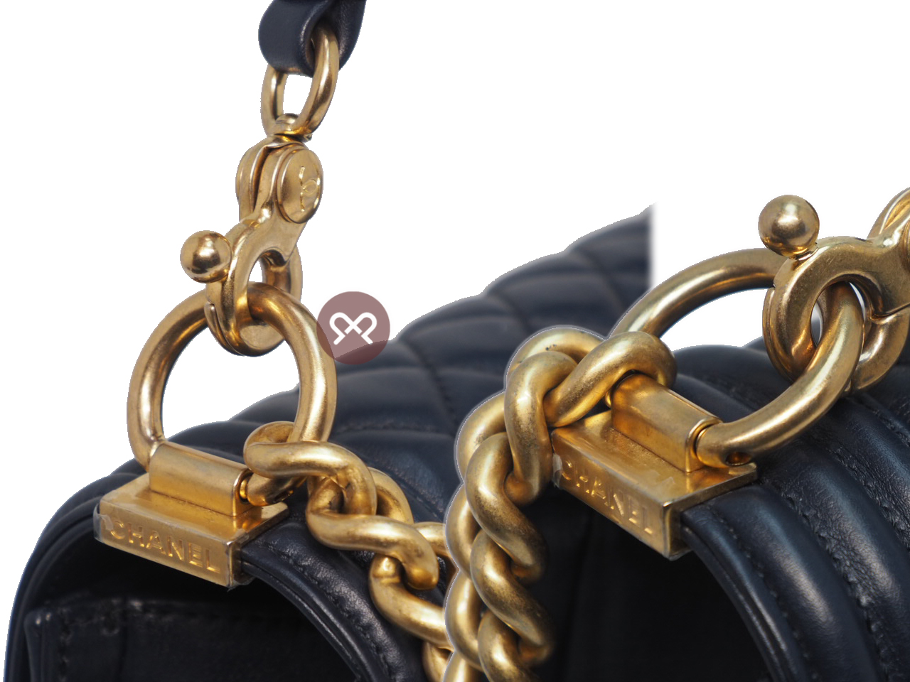 Chanel 30650105 Navy Blue Lambskin Medium Boy Chanel 25cm Gold-Tone Hardware - Image 7