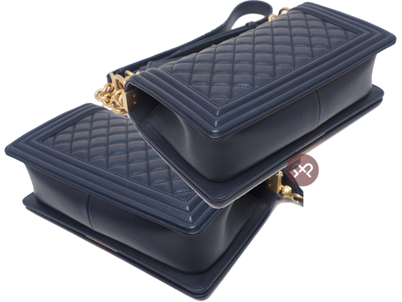 Chanel 30650105 Navy Blue Lambskin Medium Boy Chanel 25cm Gold-Tone Hardware - Image 11