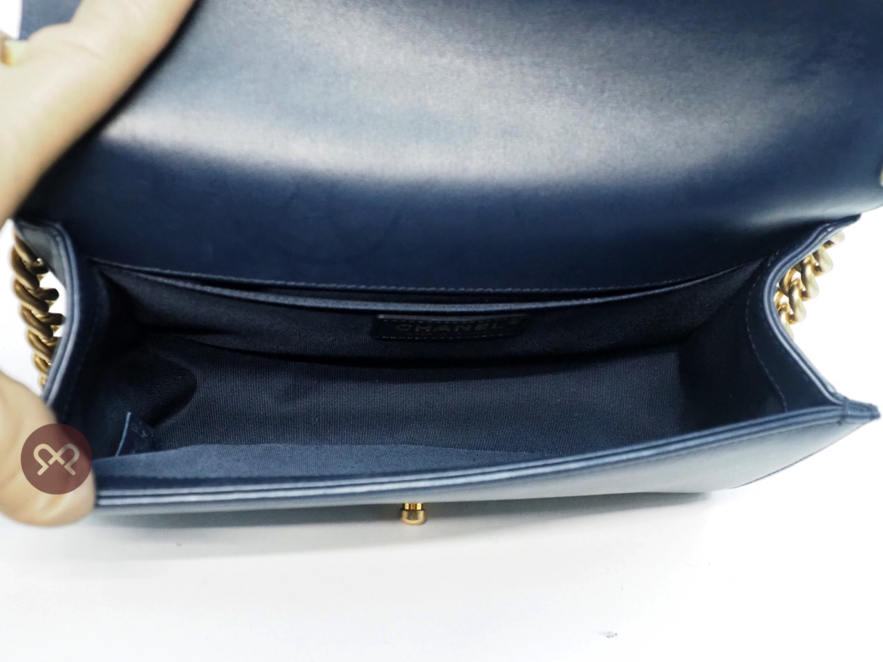 Chanel 30650105 Navy Blue Lambskin Medium Boy Chanel 25cm Gold-Tone Hardware - Image 12
