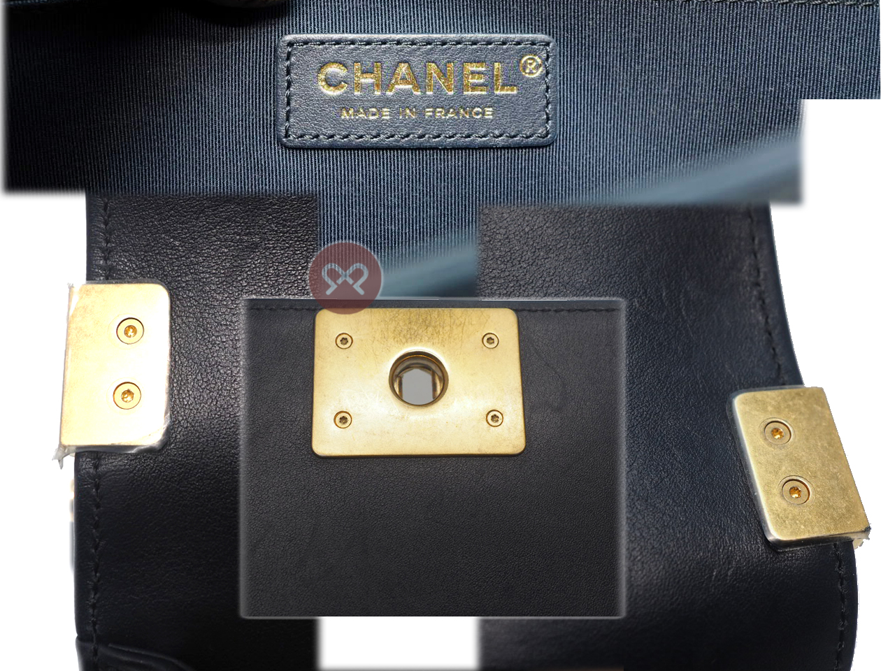 Chanel 30650105 Navy Blue Lambskin Medium Boy Chanel 25cm Gold-Tone Hardware - Image 9