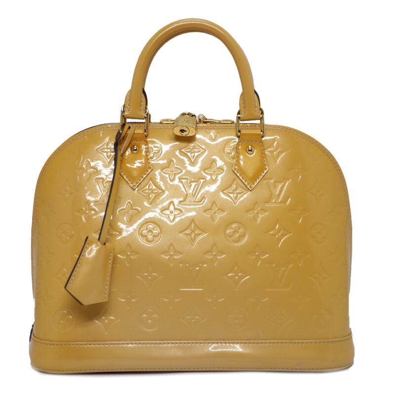 Louis Vuitton M91614 Monogram Vernis Leather Jaune/ Beige/ Yellow Alma Tote Bag (FL4168)