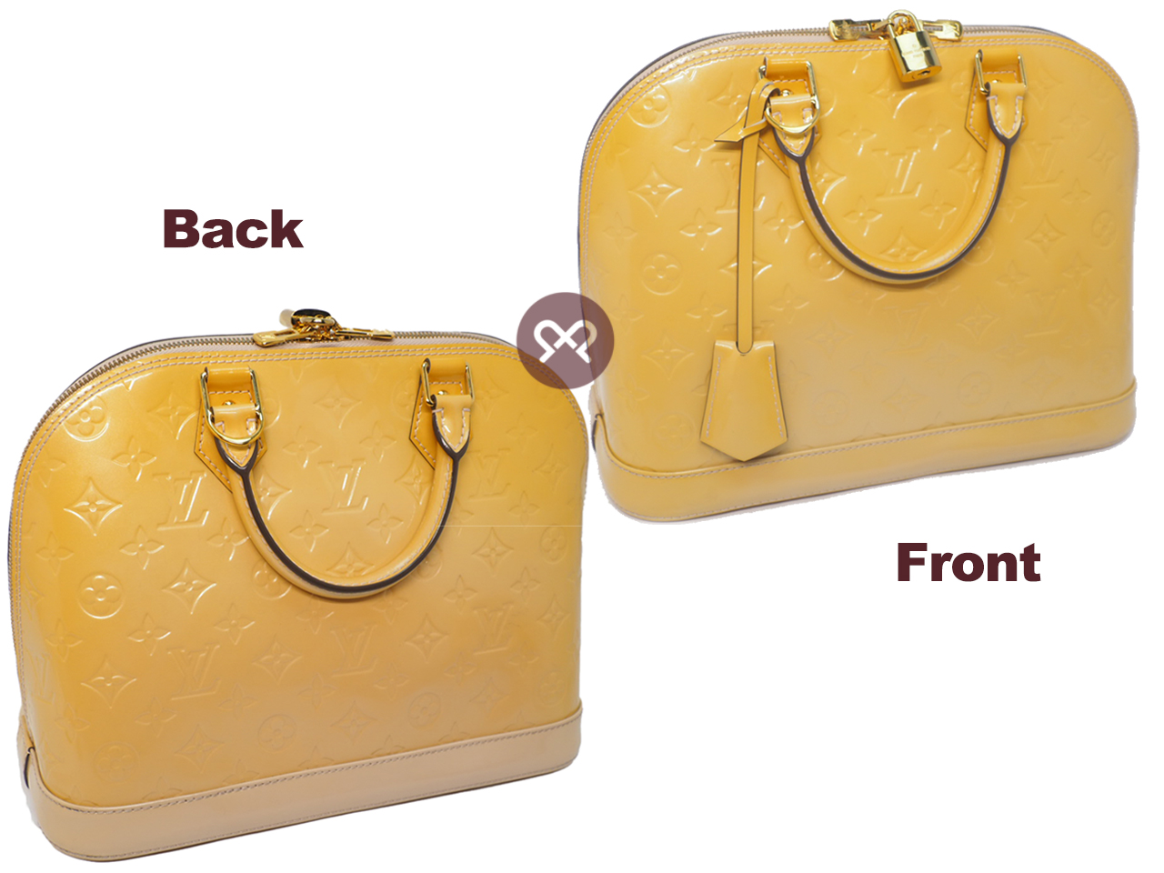 Louis Vuitton M91614 Monogram Vernis Leather Jaune/ Beige/ Yellow Alma Tote Bag (FL4168) - Image 5