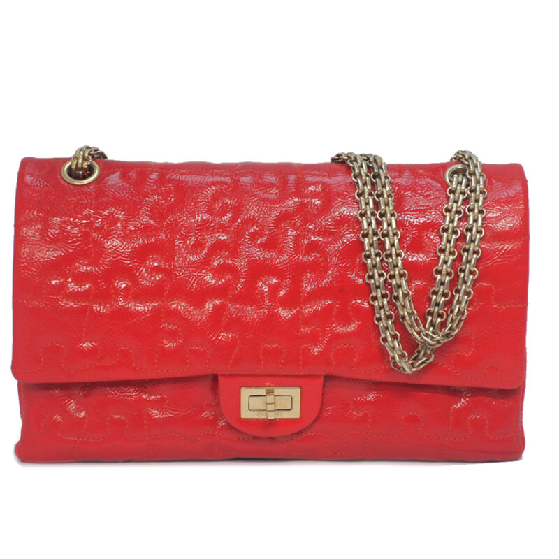 Chanel 12144738 Reissue 2.55 Patent Leather Red Puzzle Medium 28cm Gold Hardware