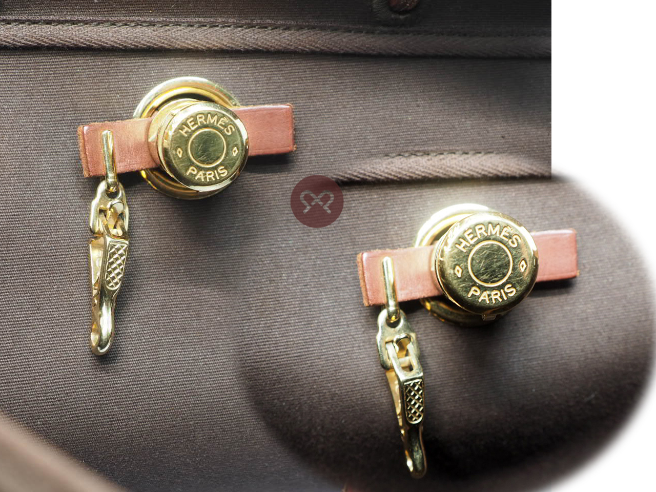 Hermes Herbag Brown/ Beige Calf F Stamp Canvas x 2 Backpack/ Tote/ Shoulder Bag 3-in-1 Gold Hardware - Image 8