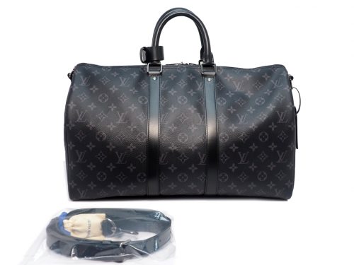 Louis Vuitton M40569 Monogram Eclipse Keepall 45 Bandouliere with Shoulder Strap (RFID)