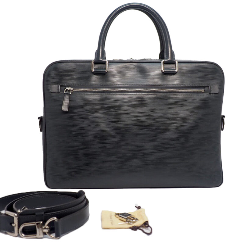 Louis Vuitton Black/ Grey Epi Leather Porte-Documents Jour Business Briefcase Tote with Strap (FL2135)