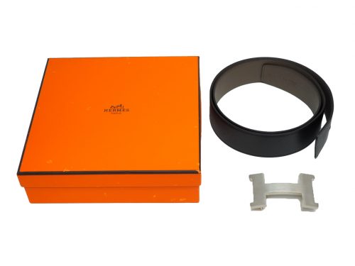 Hermes Constance Belt 42mm Black/ Etoupe Epsom Leather 95cm Unisex Palladium H Buckle Reversible Belt T Stamp