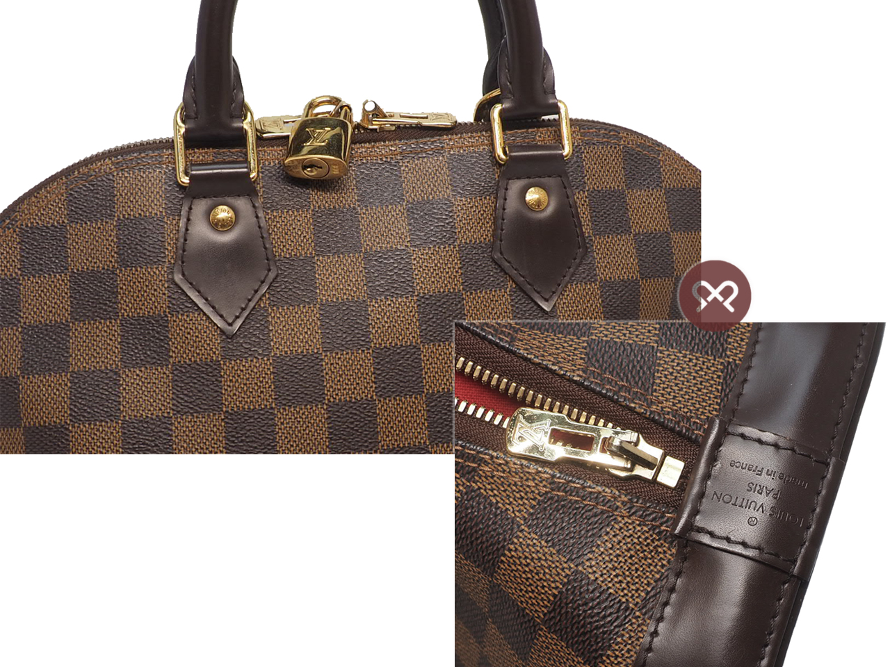 Louis Vuitton N53151 Damier Ebene Canvas Alma PM (CT2172) - Image 8