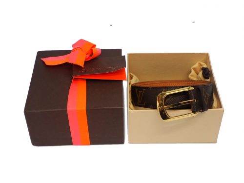 Louis Vuitton M6919 Ceinture Ellipse Monogram Canvas Belt, Size 80cm /32 in Gold Hardware (CA3181)