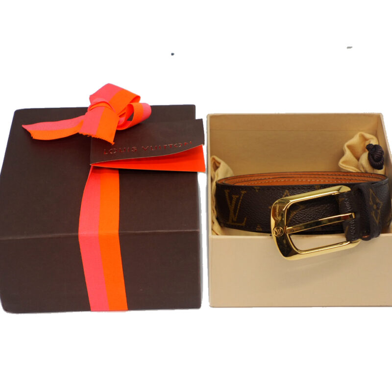 Louis Vuitton M6919 Ceinture Ellipse Monogram Canvas Belt, Size 80cm /32 in Gold Hardware (CA3181)