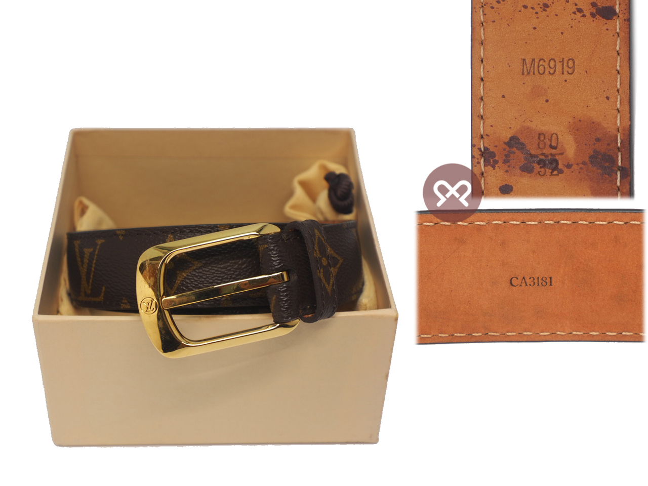 Louis Vuitton M6919 Ceinture Ellipse Monogram Canvas Belt, Size 80cm /32 in Gold Hardware (CA3181) - Image 2