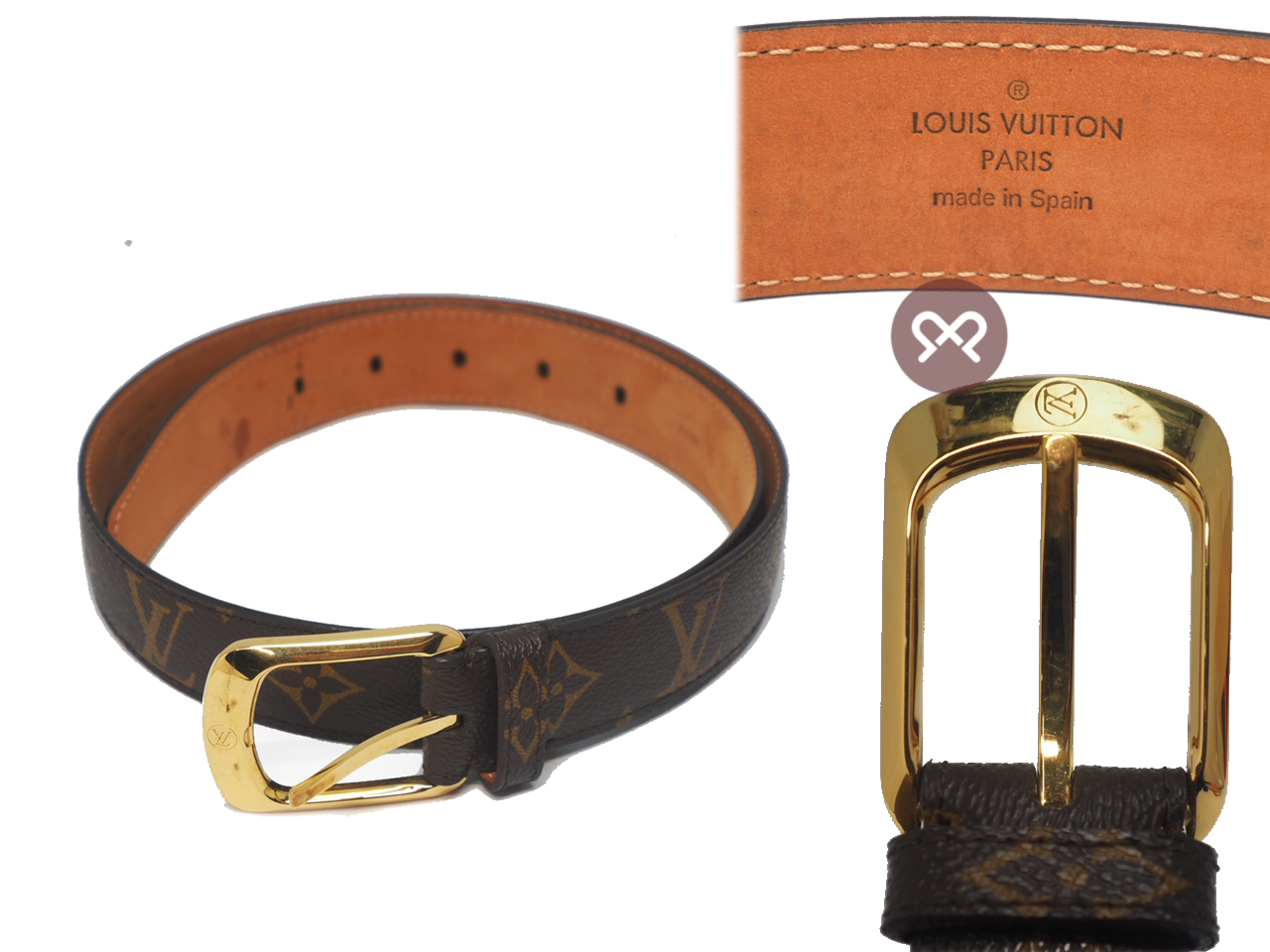 Louis Vuitton M6919 Ceinture Ellipse Monogram Canvas Belt, Size 80cm /32 in Gold Hardware (CA3181) - Image 3