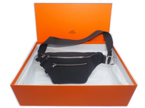 Hermes Dark Grey/ Black Calf Leather CitySlide PM C Stamp Cross Body Multiple/ Waist Belt Bag