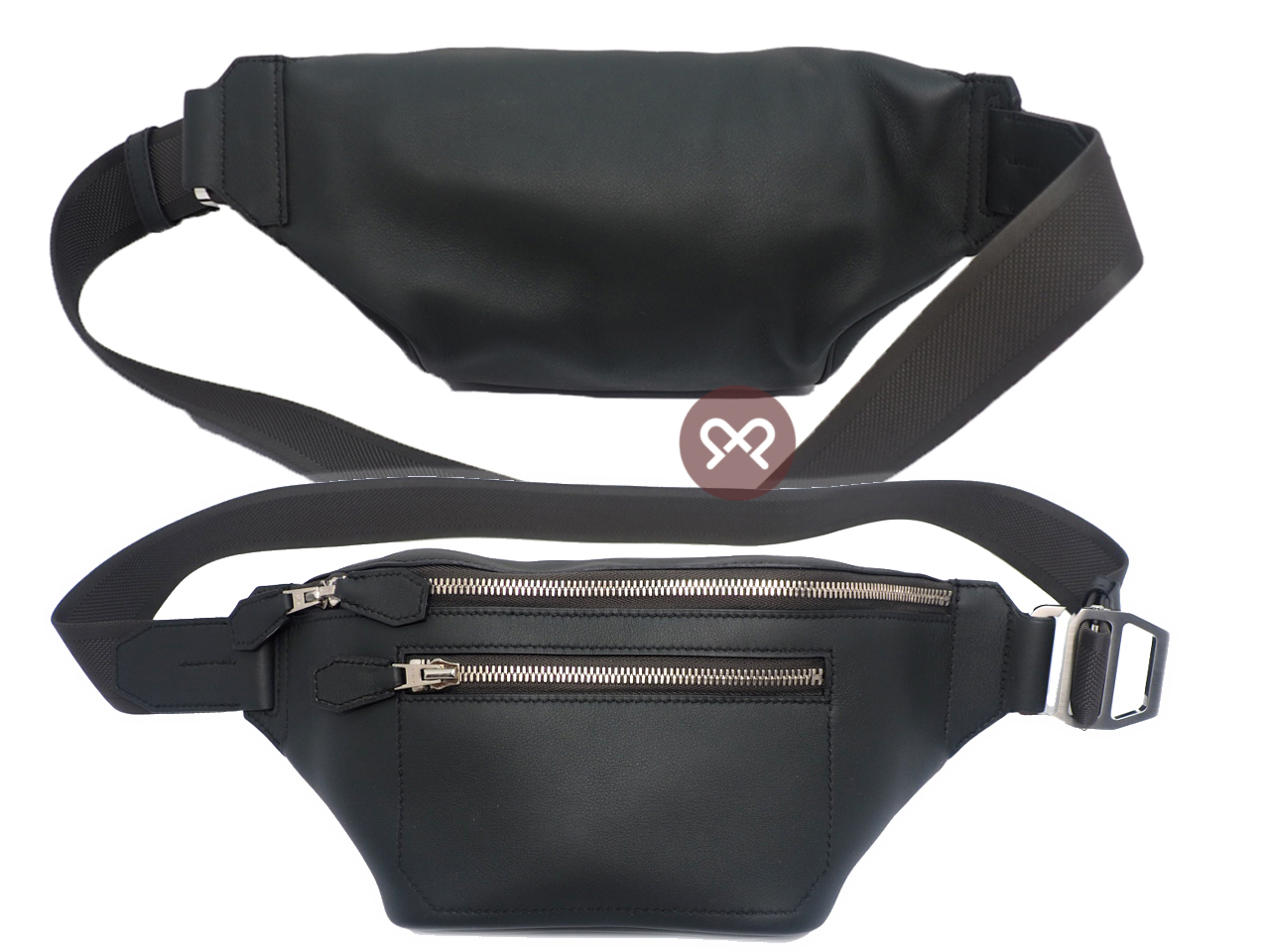 Hermes Dark Grey/ Black Calf Leather CitySlide PM C Stamp Cross Body Multiple/ Waist Belt Bag - Image 3