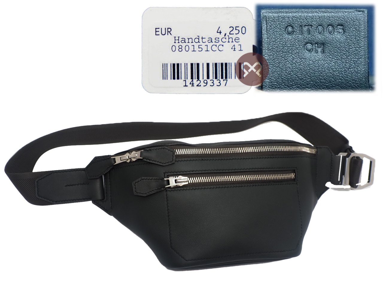 Hermes Dark Grey/ Black Calf Leather CitySlide PM C Stamp Cross Body Multiple/ Waist Belt Bag - Image 2