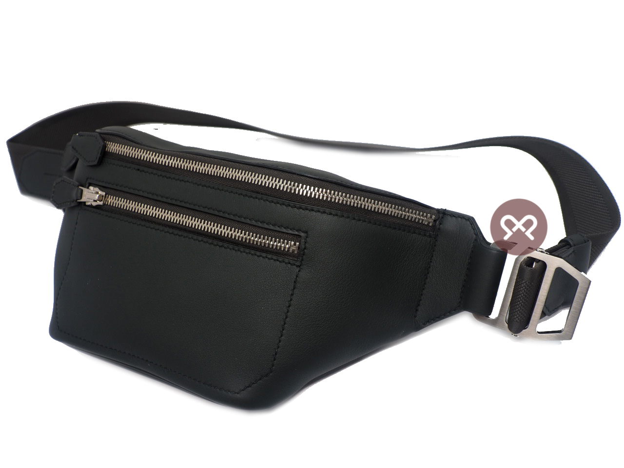 Hermes Dark Grey/ Black Calf Leather CitySlide PM C Stamp Cross Body Multiple/ Waist Belt Bag - Image 7