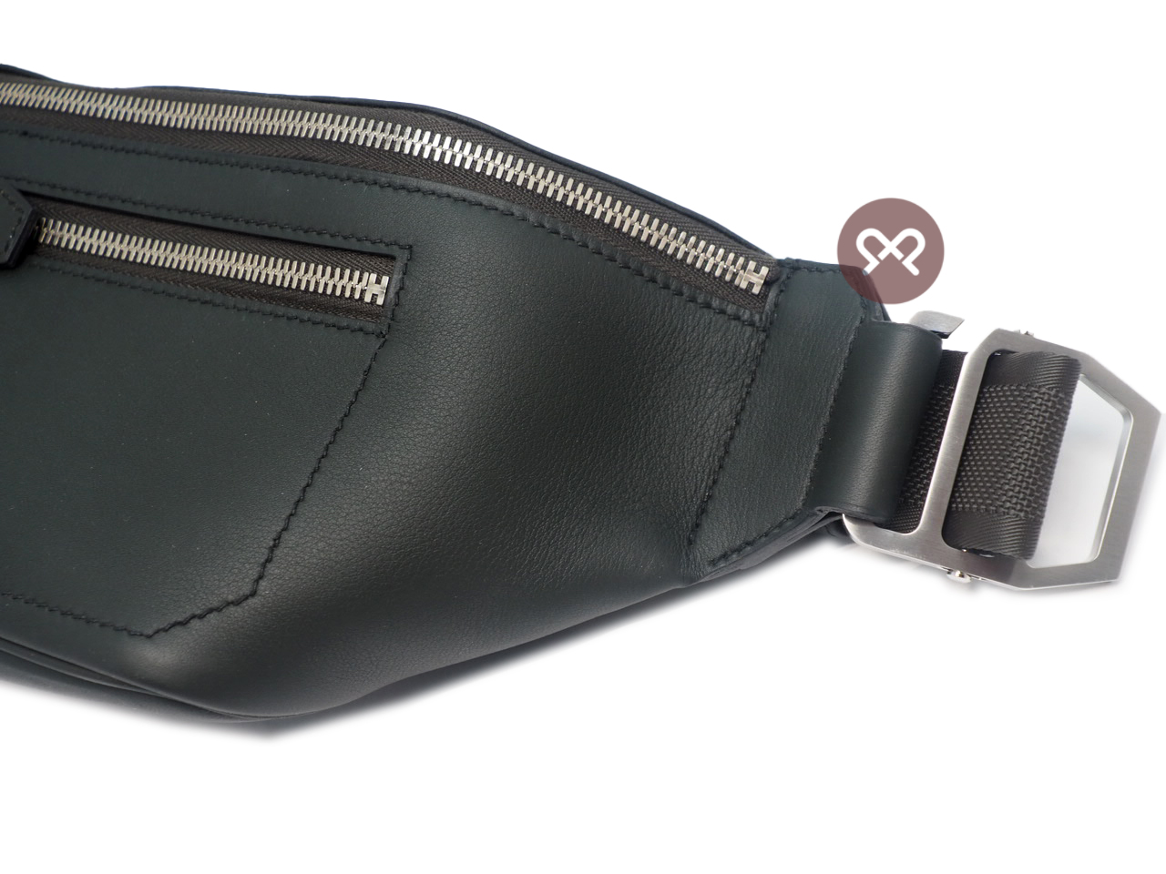Hermes Dark Grey/ Black Calf Leather CitySlide PM C Stamp Cross Body Multiple/ Waist Belt Bag - Image 5
