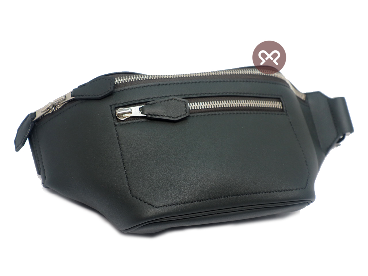 Hermes Dark Grey/ Black Calf Leather CitySlide PM C Stamp Cross Body Multiple/ Waist Belt Bag - Image 6