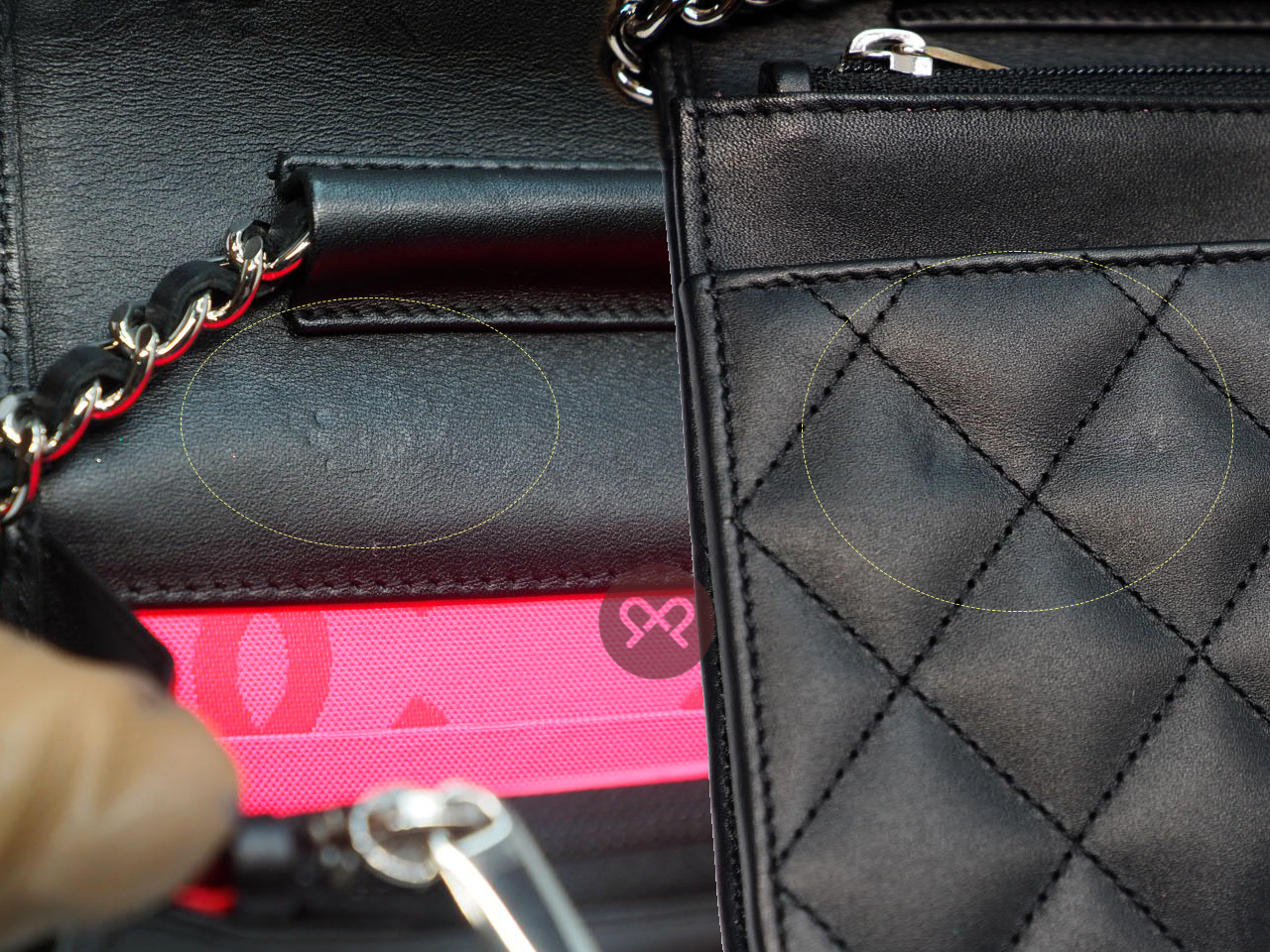 Chanel 18360325 Black/ Black Patent Cambon Calf Wallet on Chain Silver Hardware Shoulder Bag - Image 5