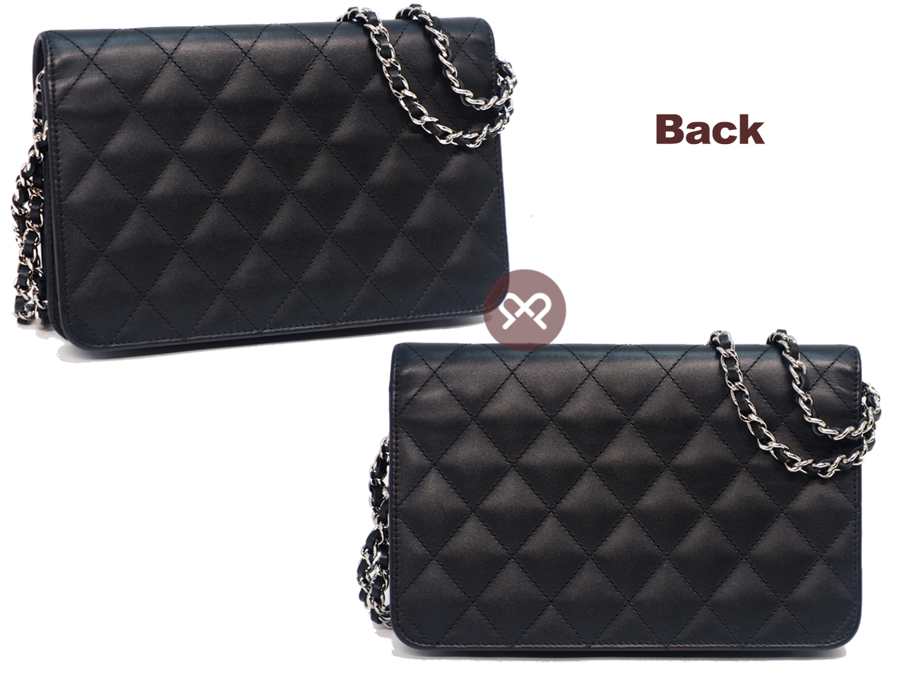 Chanel 18360325 Black/ Black Patent Cambon Calf Wallet on Chain Silver Hardware Shoulder Bag - Image 3