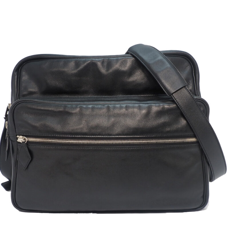 Hermes 34cm Black Veau Sikkim Calfskin L Stamp Shoulder/ Reporter/ Cross Body Messenger Bag