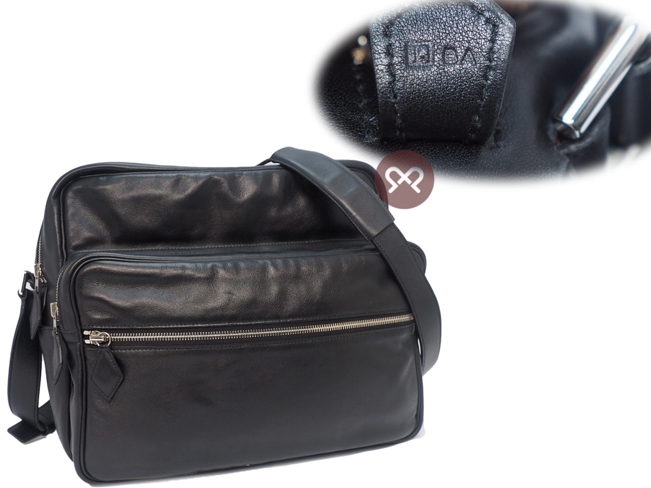 Hermes 34cm Black Veau Sikkim Calfskin L Stamp Shoulder/ Reporter/ Cross Body Messenger Bag - Image 2