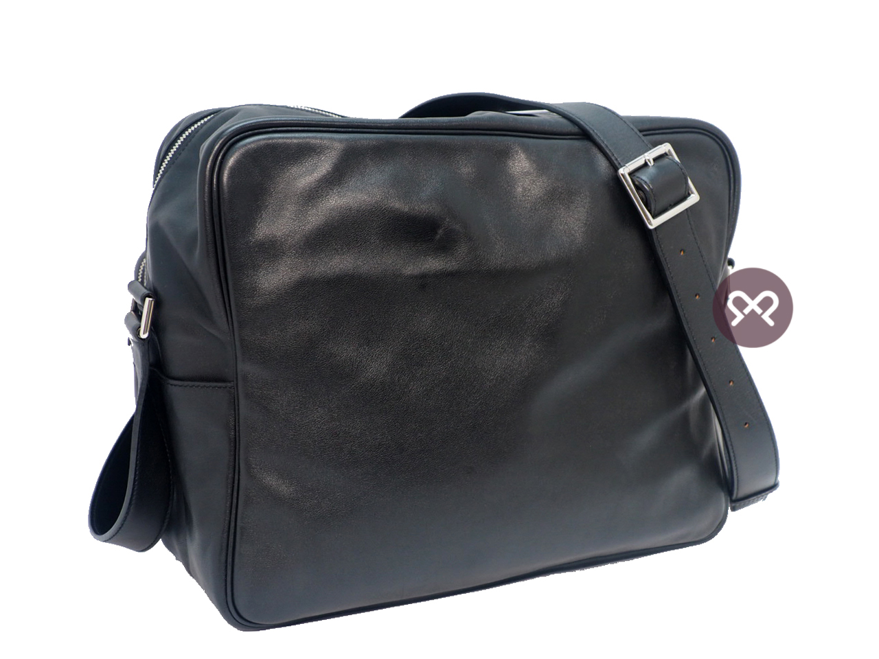 Hermes 34cm Black Veau Sikkim Calfskin L Stamp Shoulder/ Reporter/ Cross Body Messenger Bag - Image 4