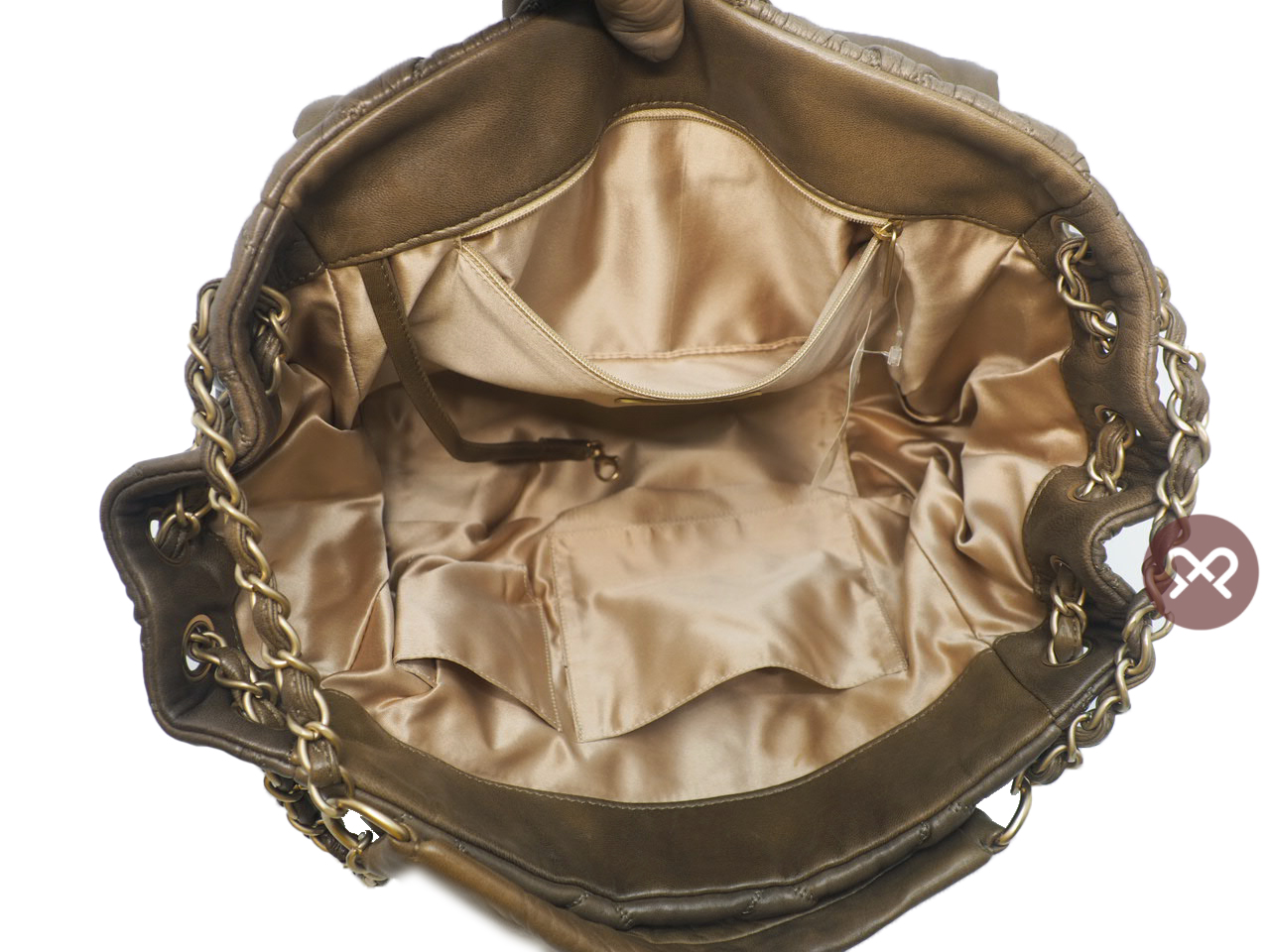 Chanel 11533036 Dark Beige/ Khaki Green Bubble Quilt Accordion Flap Bag Gold Tone Hardware - Image 8