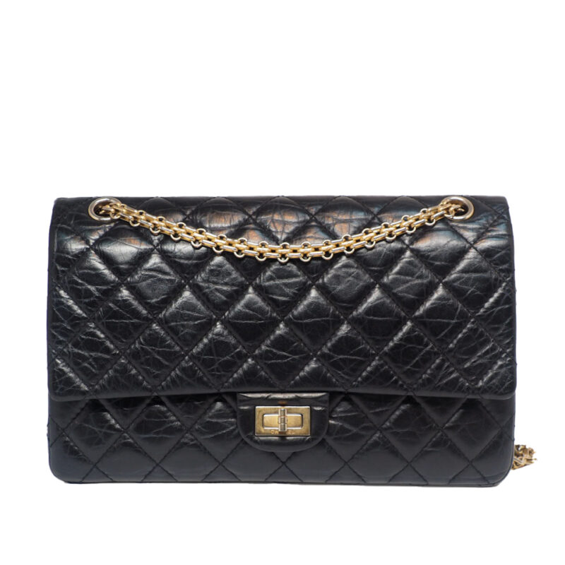 Chanel 25153464 Black Reissue Large 2.55 Handbag 28cm Brass Gold Hardware