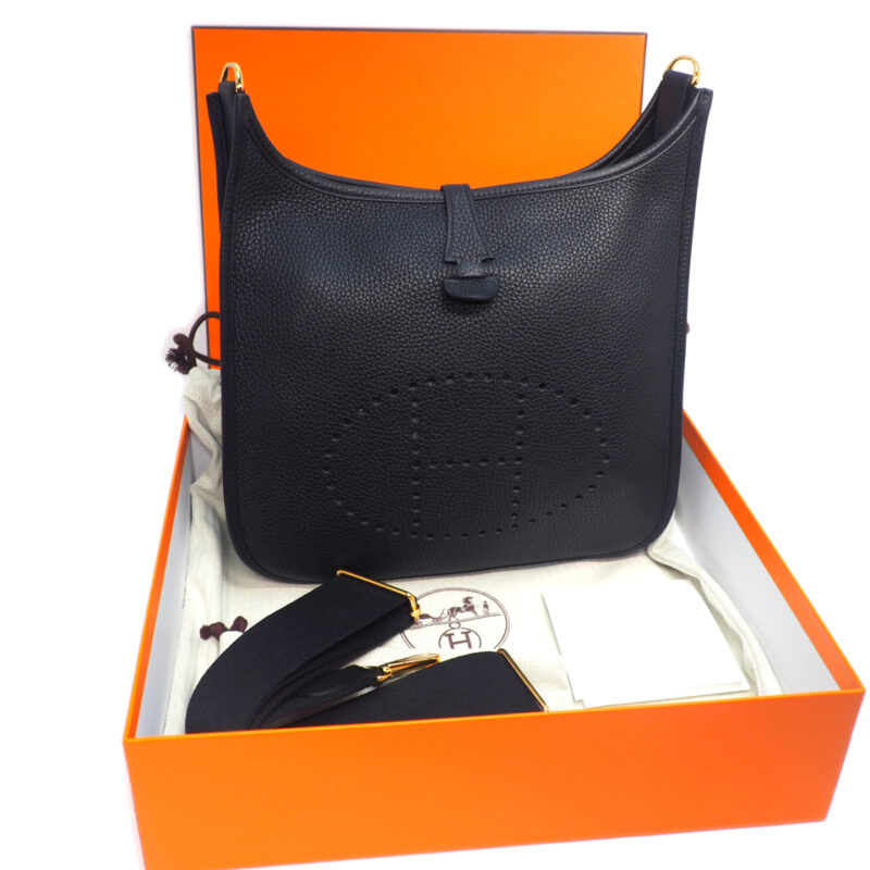 Brand New ! Hermes Evelyne 29cm D Stamp Black Clemence Leather Gold Hardware Messenger/ Crossbody Bag