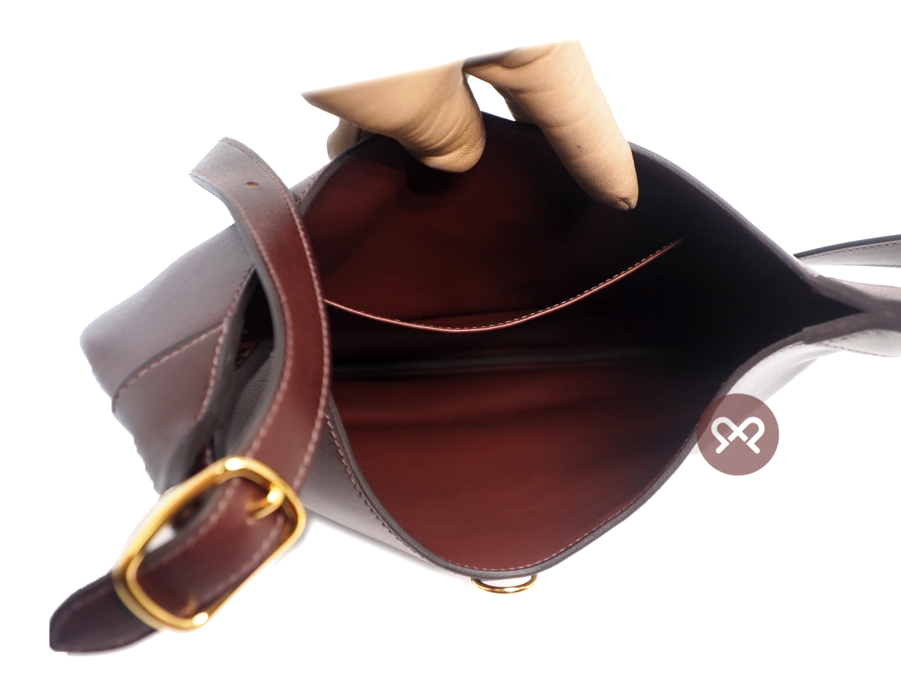 Brand new ! HERMES Trim 31cm Ebene Swift Leather Y Stamp Gold Hardware Hobo Crossbody Bag - Image 4