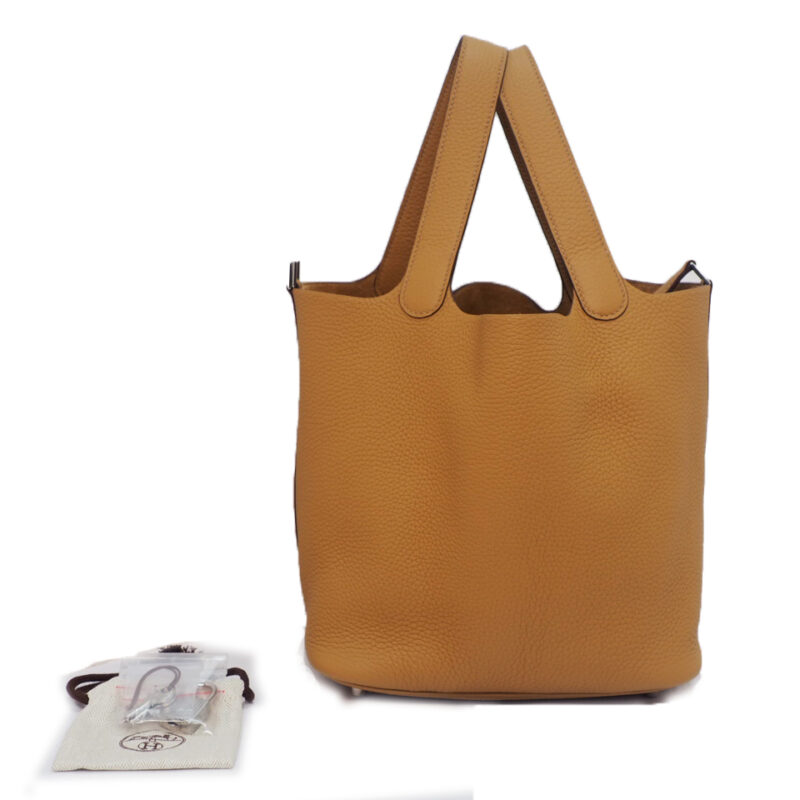 BRAND NEW ! Hermes Picotin Lock 22 MM Biscuit color Z Stamp Medium Tote Palladium Hardware