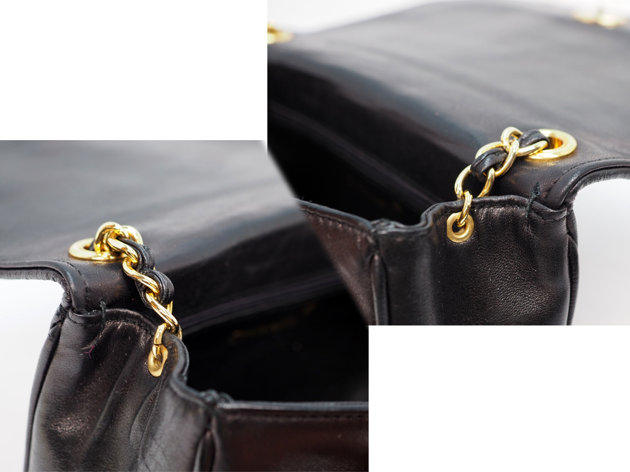 Chanel 0531828 Black Lambskin 20cm Vintage Chain Flap Sling Bag Gold Hardware - Image 9